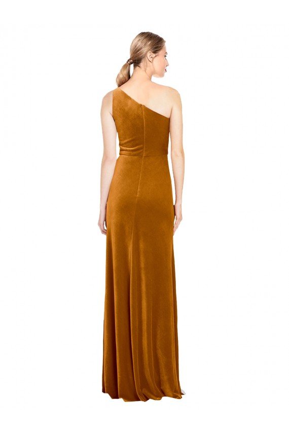 Shop Sleek One Shoulder Long Velvet Evening Dress