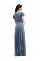 Shop Flutter Sleeve Velvet Wrap Evening Maxi Dress with Pockets