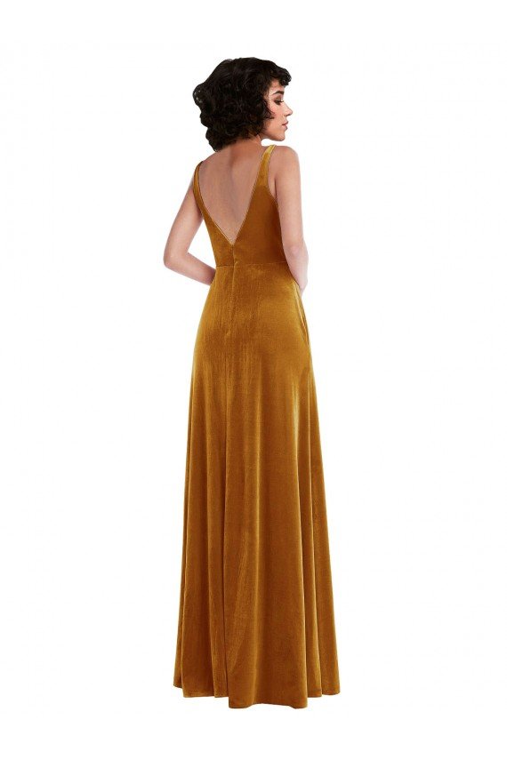 Shop Twist Front Cutout Velvet Evening Maxi Dress with Pockets