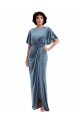 Shop Flutter Sleeve Open Back Velvet Evening Maxi Dress with Draped Wrap Skirt