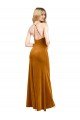Shop Halter Neckline Long Full Length Velvet Evening Dress with Strappy Back
