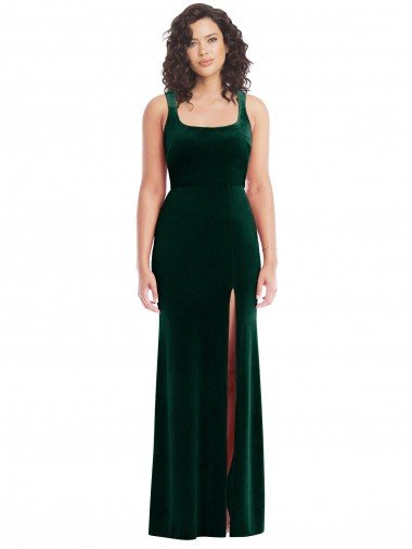 Shop Square Neck Long Velvet Evening Maxi Dress