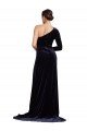 Shop One Sleeve Long Velvet Evening Dress with Thigh High Split