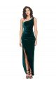Shop One Shoulder Velvet Front Wrap Evening Dress 
