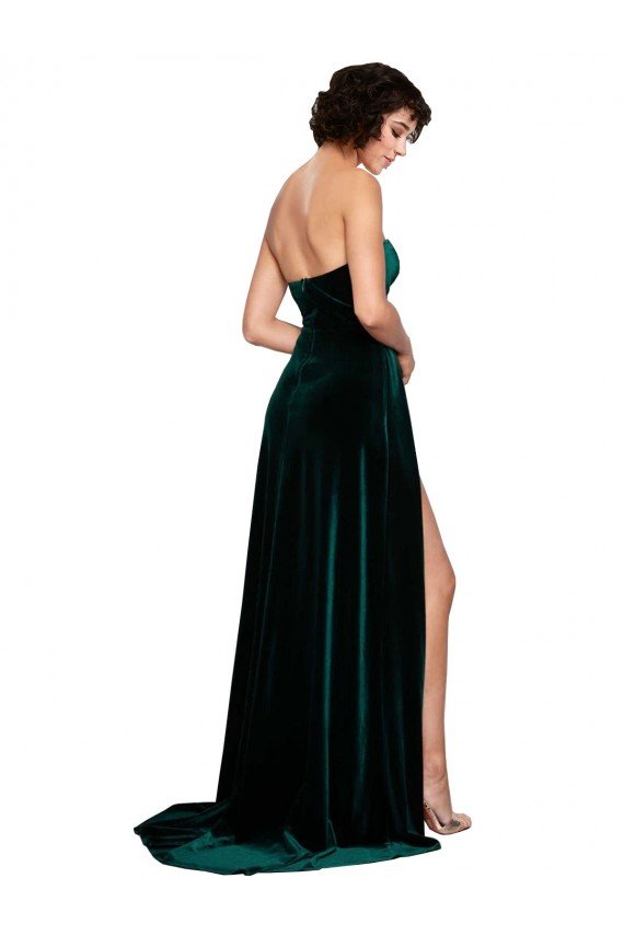 Shop Sweetheart Fluid Velvet Evening Dress with High Split